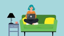 Video thumbnail showing a graphic of a computer user sitting on a couch.